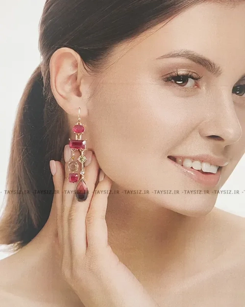 عکس گوشواره زنانه نگین دار مدل SE1029